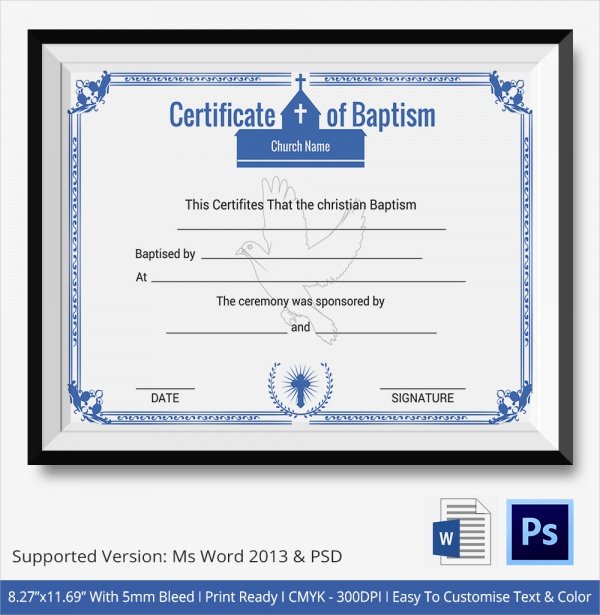Certificate Of Baptism Template Inspirational 20 Baptism Certificates