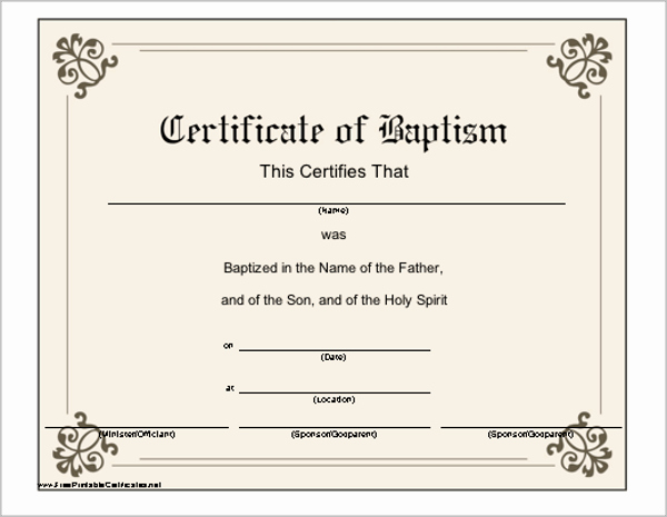 Certificate Of Baptism Template Inspirational 20 Church Certificate Templates Free Printable Sample Designs