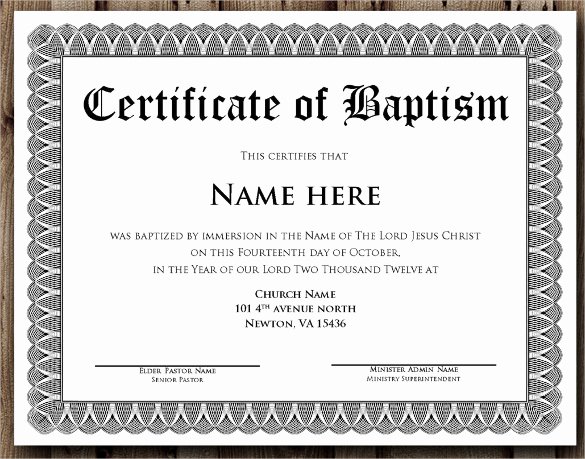 Certificate Of Baptism Template Lovely 14 Baptism Certificate Templates – Samples Examples