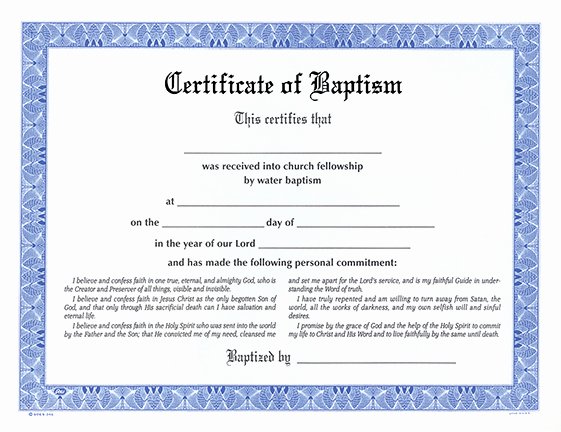 Certificate Of Baptism Template Lovely Christian Light Publications