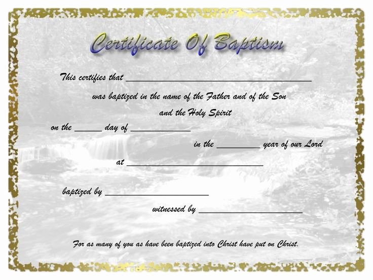 Certificate Of Baptism Template Luxury Adult Baptism Certificate Template