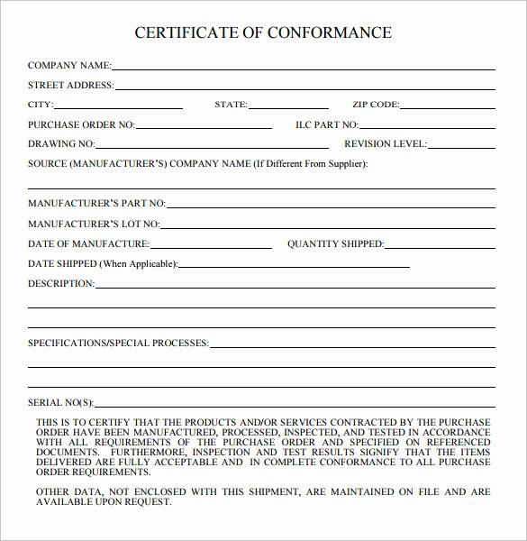 Certificate Of Conformity Template Elegant Sample Certificate Of Conformance 21 Documents In Pdf