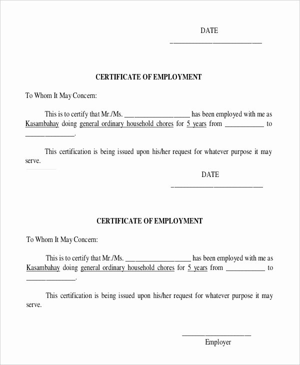 Certificate Of Employment Template Elegant 27 Sample Certificate Of Employment Templates Pdf Doc