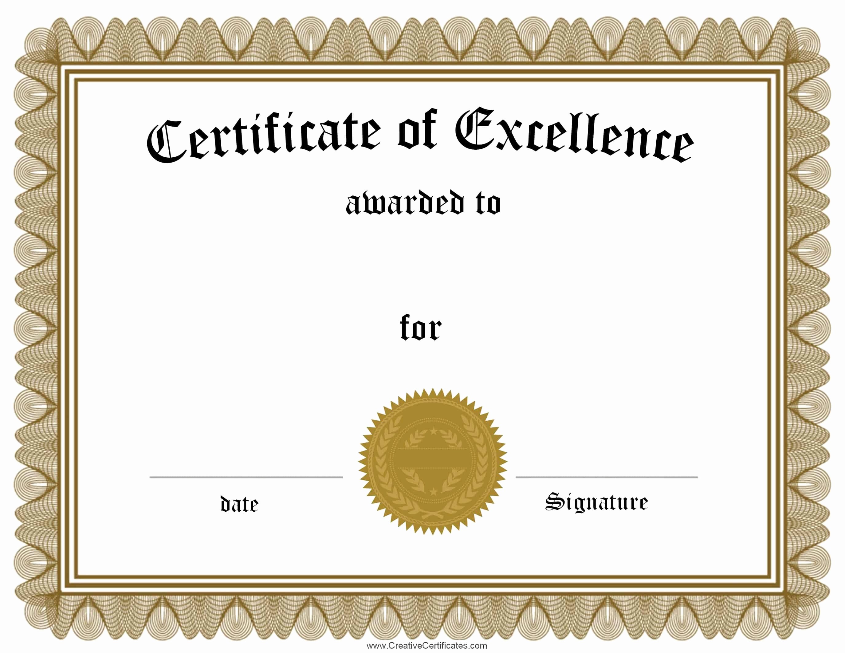 Certificate Of Excellence Template Awesome Free Customizable Certificate Of Achievement