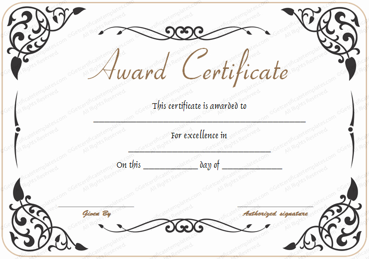 Certificate Of Excellence Template Elegant Award Of Excellence Template Get Certificate Templates