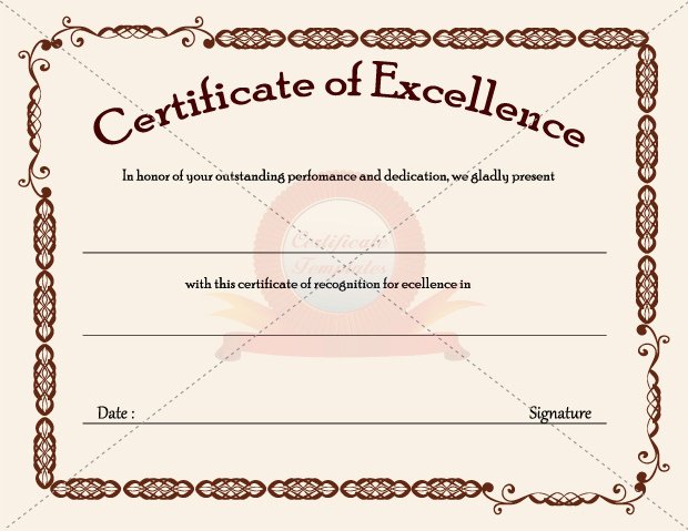 Certificate Of Excellence Template Fresh Certificate Of Excellence Templates