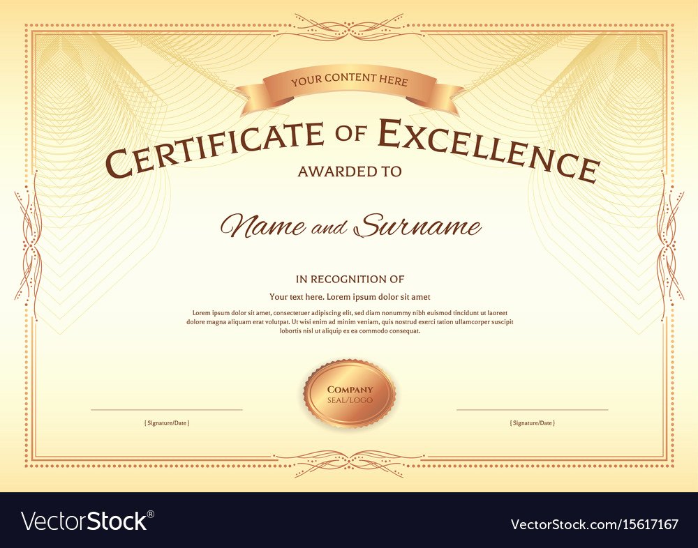 Certificate Of Excellence Template Inspirational Certificate Excellence Template Sarahepps