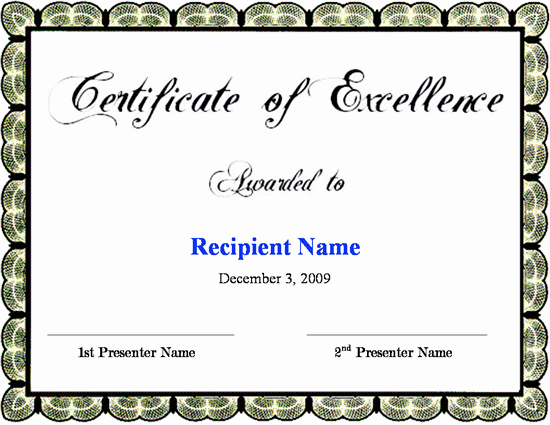 Certificate Of Excellence Template Inspirational Certificate Of Excellence Template