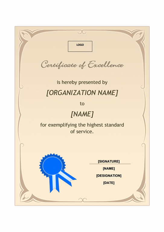 Certificate Of Excellence Template Inspirational Recognition Award Template Free Template Downloads