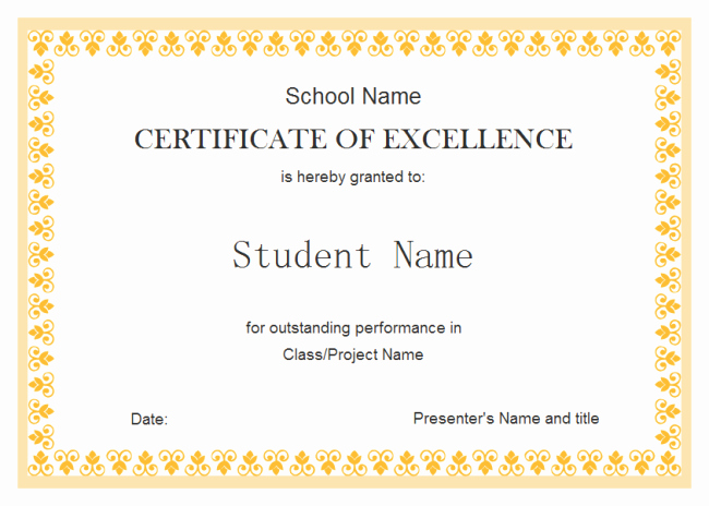 Certificate Of Excellence Template Lovely Perfect Example Of Editable Certificate Of Excellence