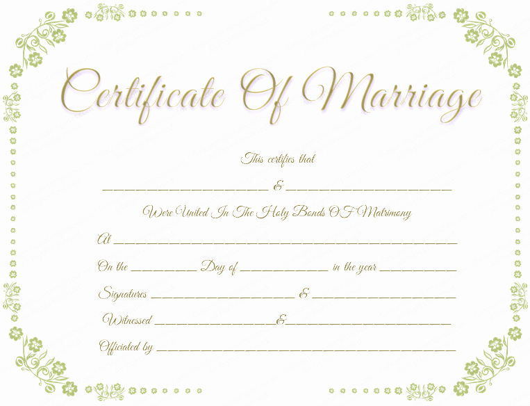 Certificate Of Marriage Template Awesome the Gallery for Printable Marriage Certificate Download