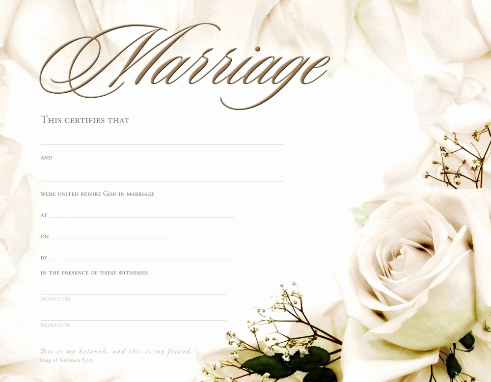 Certificate Of Marriage Template Lovely Christian Marriage Certificate Template Templates