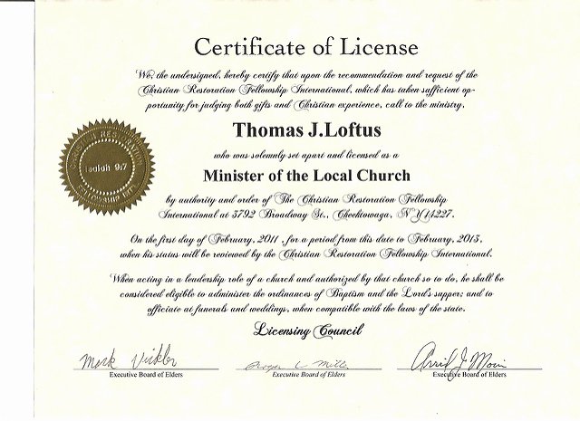Certificate Of ordination Template Unique Minister License Certificate Template Templates Data