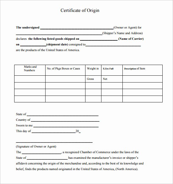 Certificate Of origin Template Beautiful 15 Certificate Of origin Templates – Samples Examples