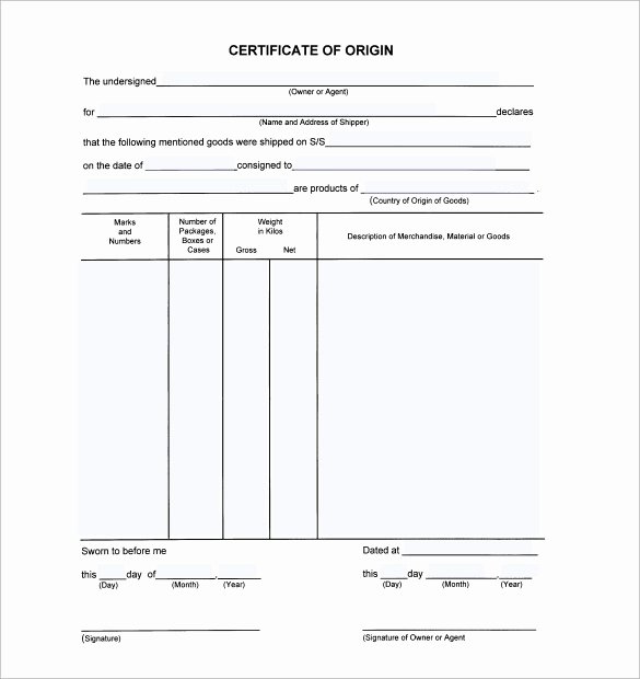 Certificate Of origin Template Elegant 15 Certificate Of origin Templates – Samples Examples