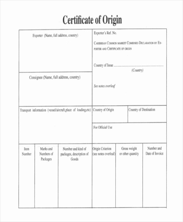 Certificate Of origin Template Unique Certificate Of origin Template 8 Free Word Pdf
