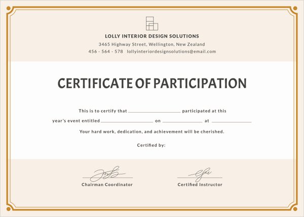 Certificate Of Participation Template Fresh 61 Psd Certificate Templates Free Psd format Download