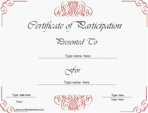 Certificate Of Participation Template Fresh Business Certificates Certificate Of Participation Red