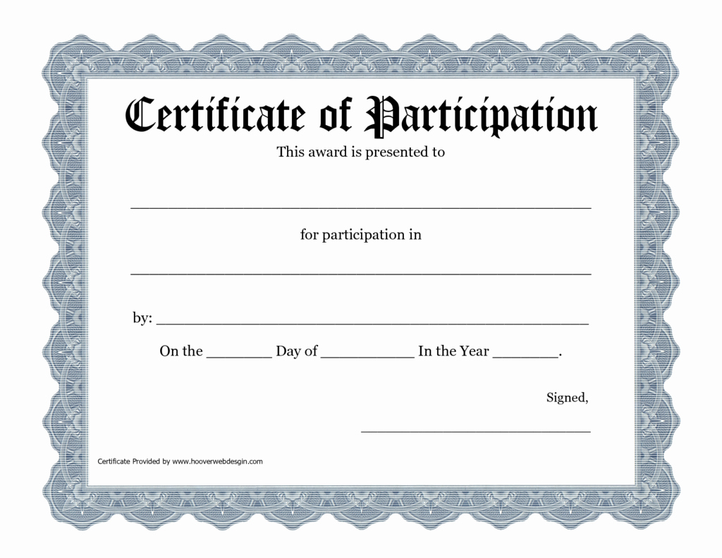 Certificate Of Participation Template Fresh New Certificate Of Participation Templates