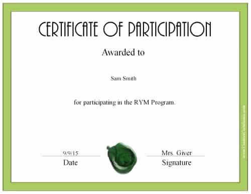 Certificate Of Participation Template Inspirational Free Certificate Of Participation
