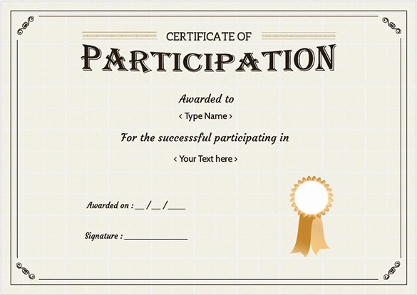 Certificate Of Participation Template Lovely Free Certificate Template – 65 Adobe Illustrator