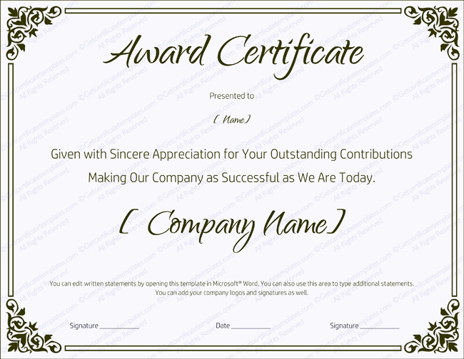 Certificate Of Service Template Awesome 89 Elegant Award Certificates for Business and School events