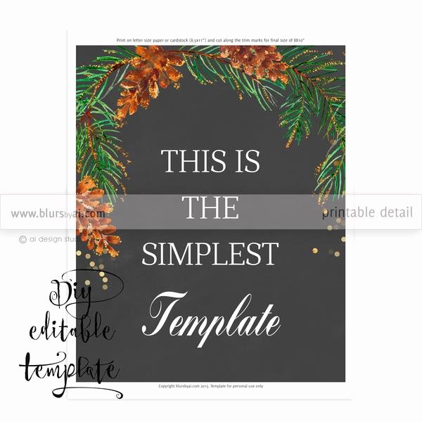 Chalkboard Template Microsoft Word New 8x10&quot; Diy Printable Sign Template for Word Make Your