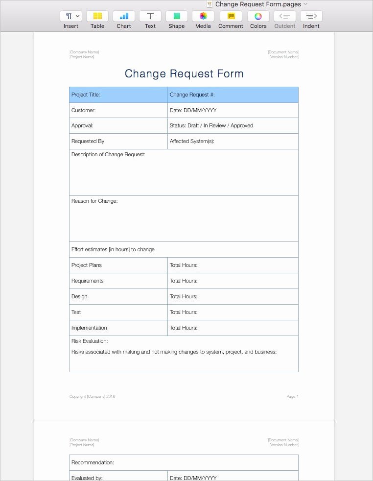 Change Management form Template Elegant Change Management Plan Template Apple Iwork Pages