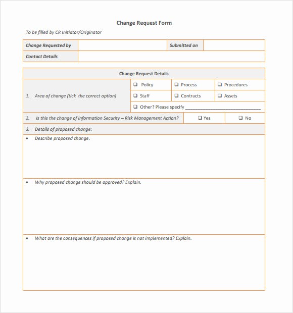 Change Management form Template Luxury 8 Change Request Samples
