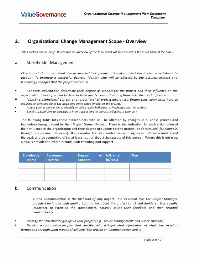 Change Management Plan Template Inspirational Pm002 02 organizational Change Management Plan