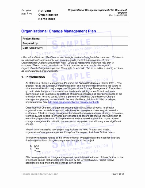 Change Management Planning Template Elegant Change Management Planning Template