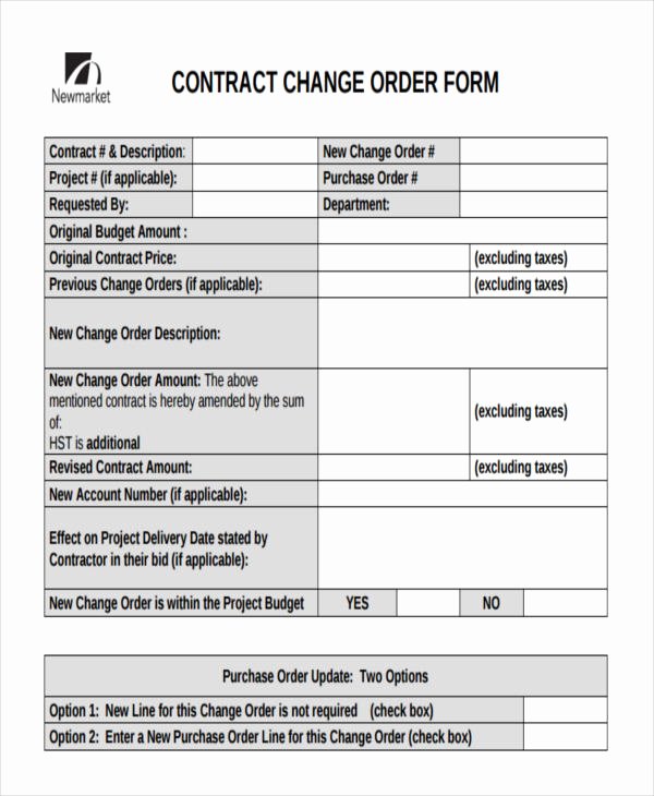 Change order form Template New Change order forms 9 Free Word Pdf format Download