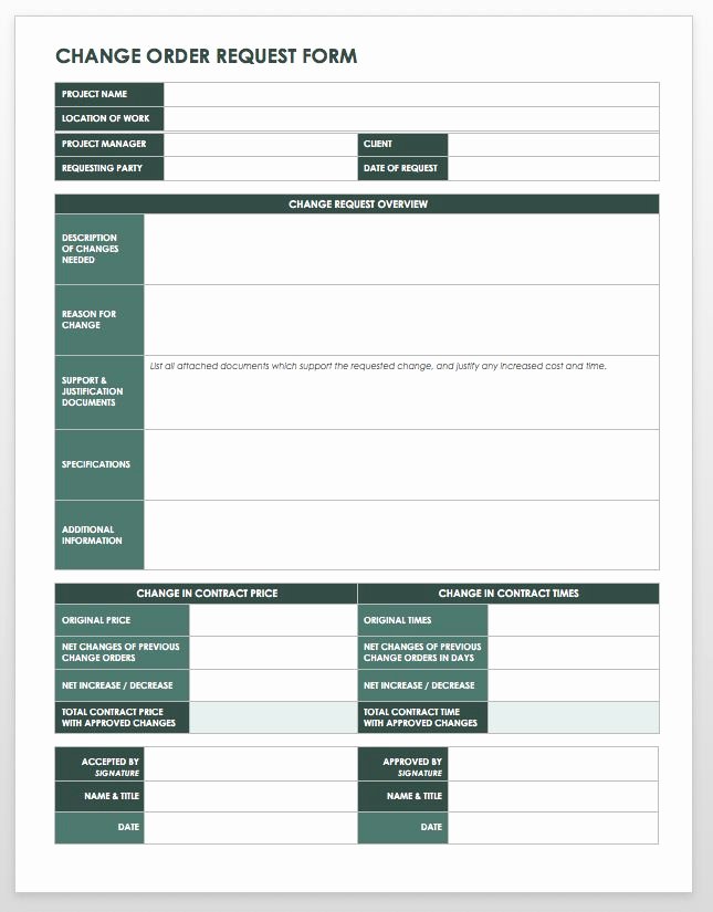 Change order form Template Unique 15 Free Work order Templates