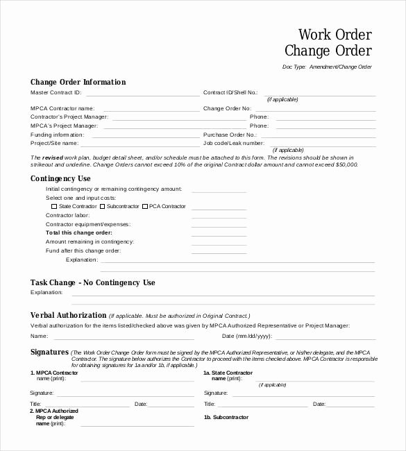 Change order forms Template Best Of 24 Change order Templates Pdf Doc