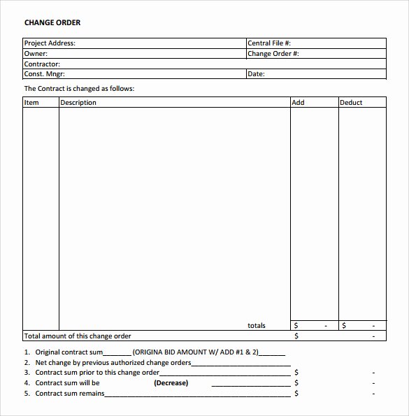 Change order forms Template Luxury 11 Change order Samples