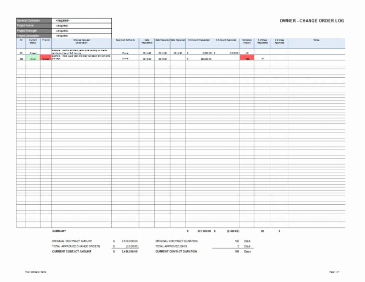 Change order Template Excel Lovely Change Register Template Ms Excel software Testing