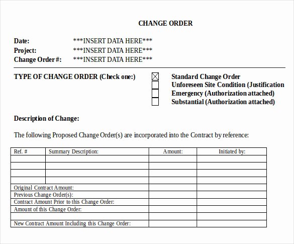 Change order Template Excel Unique 16 Change order Templates Word Pages