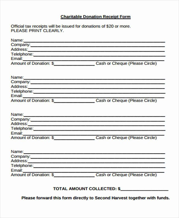 Charitable Donation form Template Awesome 36 Printable Receipt forms