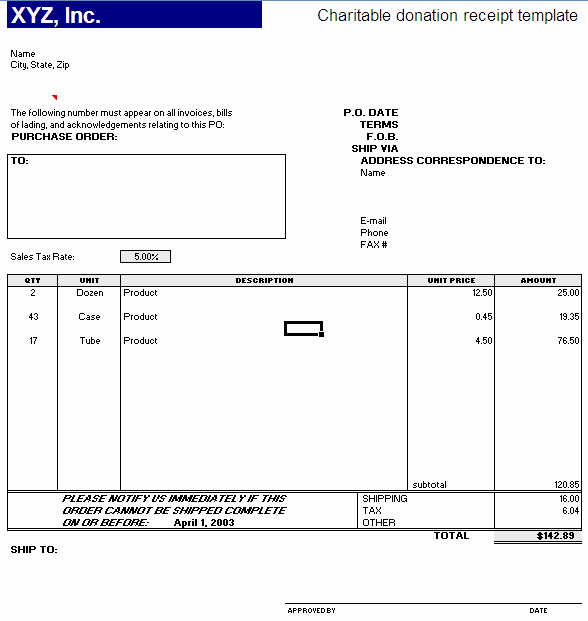 Charitable Donation form Template New Free Receipt Template – Printable Receipt Templates