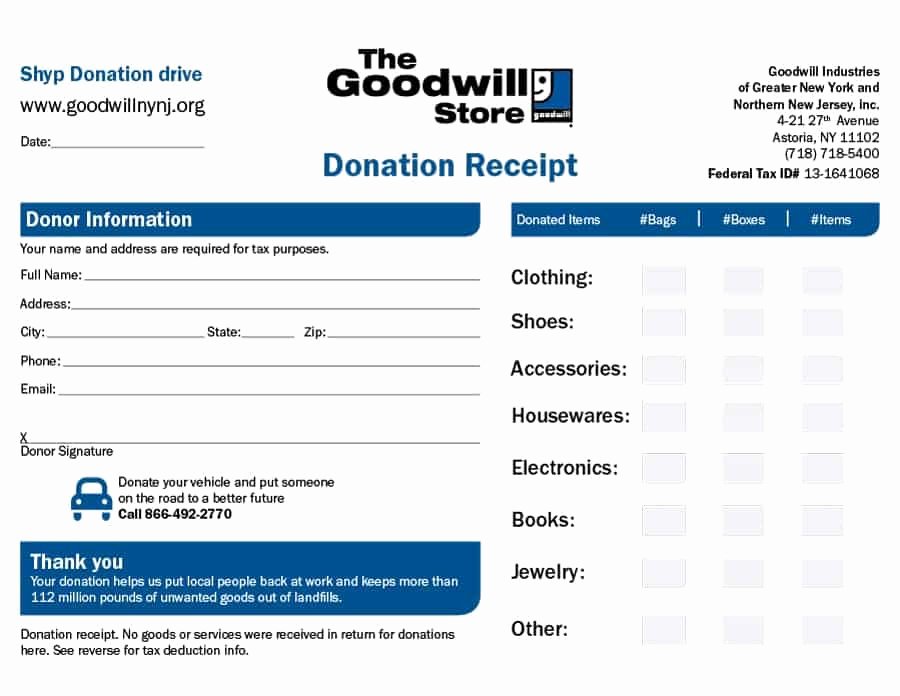 Charitable Donation Receipt Template Unique 40 Donation Receipt Templates &amp; Letters [goodwill Non Profit]
