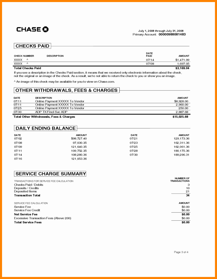Chase Bank Statement Template Fresh 8 Chase Bank Statement