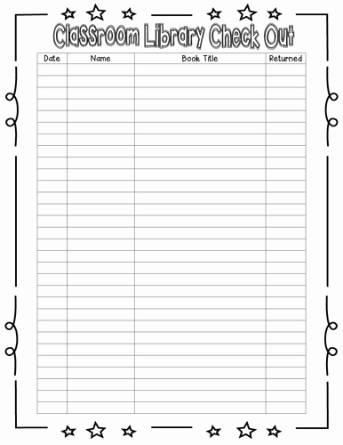 Check Out Sheet Template Awesome Classroom Library Check Out Sheet by Bamaasc Teaching