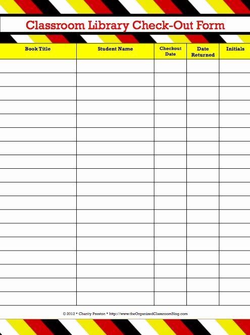 Check Out Sheet Template Inspirational Classroom Library Checkout Systems