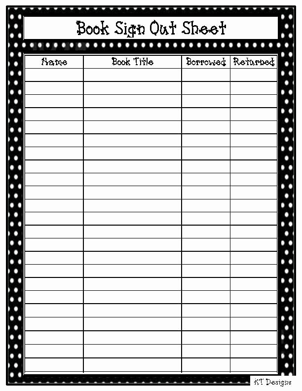 Check Out Sheet Template Lovely Classroom Book Check Out form Book Sign Out Sheet
