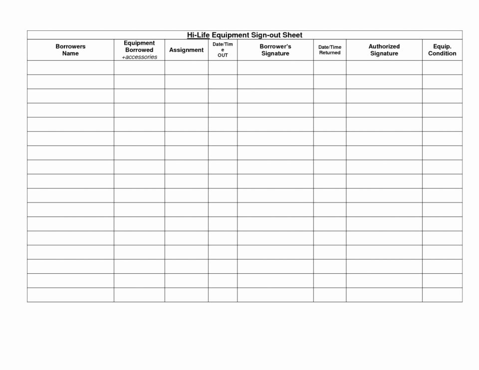Check Out Sheet Template New Sheet Inventory Sign Out Template Free Download In Sample