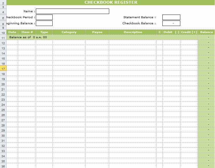 Check Register Template Excel Fresh Checkbook Register Template In Excel