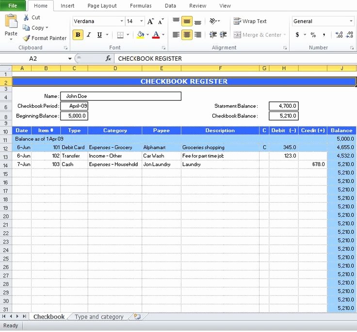 Check Register Template Excel New Free Check Register Excel Template