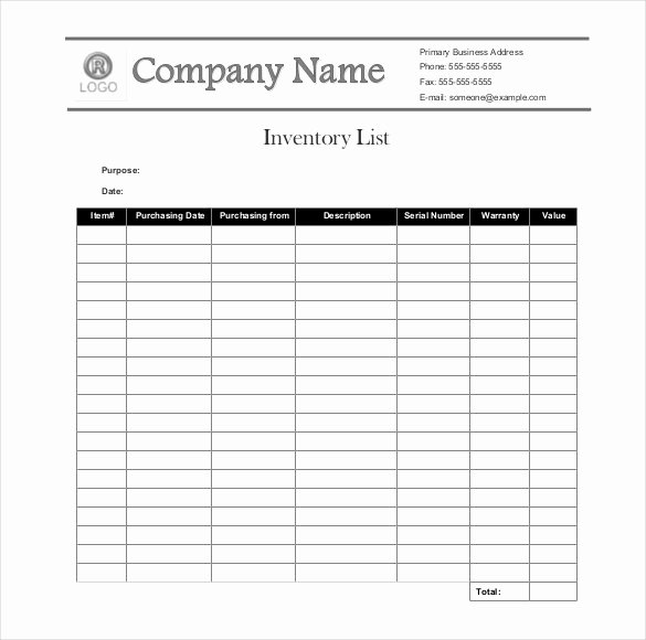 Chemical Inventory List Template Luxury Sample Inventory List 30 Free Word Excel Pdf