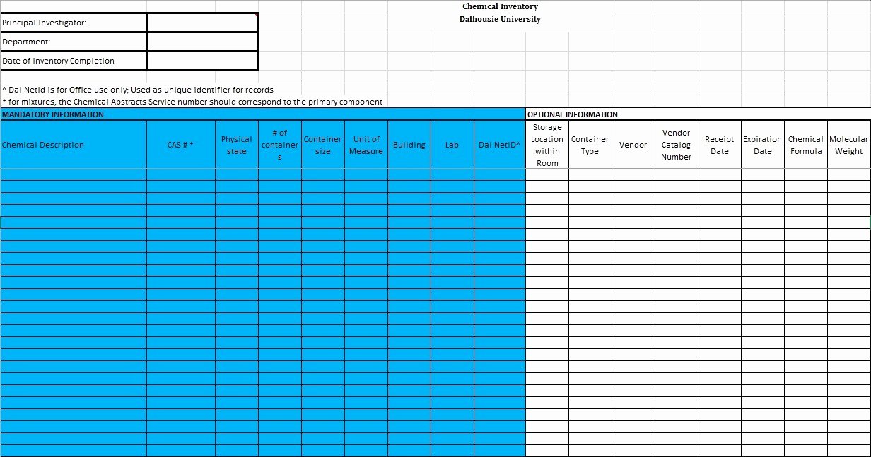 Chemical Inventory List Template Unique 13 Free Sample Chemical Inventory List Templates