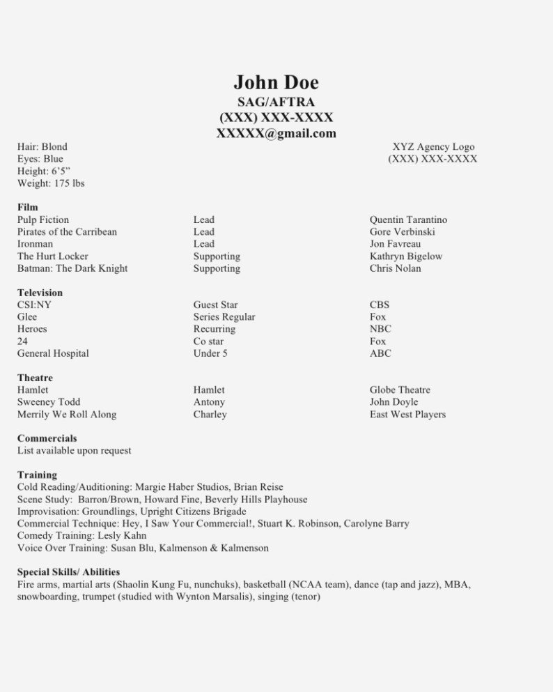 Child Acting Resume Template Best Of Seven Gigantic Influences Acting